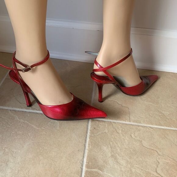Y2K Italian Design Heels Straps Patent Leather Sz 10 - Picture 2 of 7